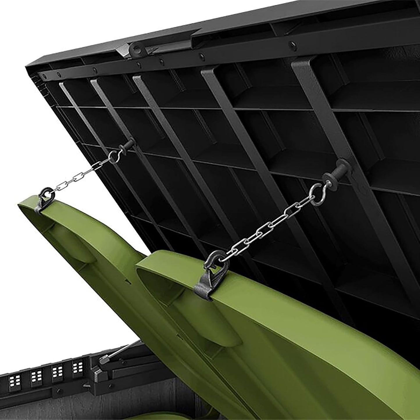 Store-It-Out Darwin 1150L Outdoor Storage Box – Ashwood Brown | Lockable Garden Shed for 2 X 240L Wheelie Bins, Tools & BBQ Accessories | Hydraulic Lid | Weatherproof Wood-Effect Resin