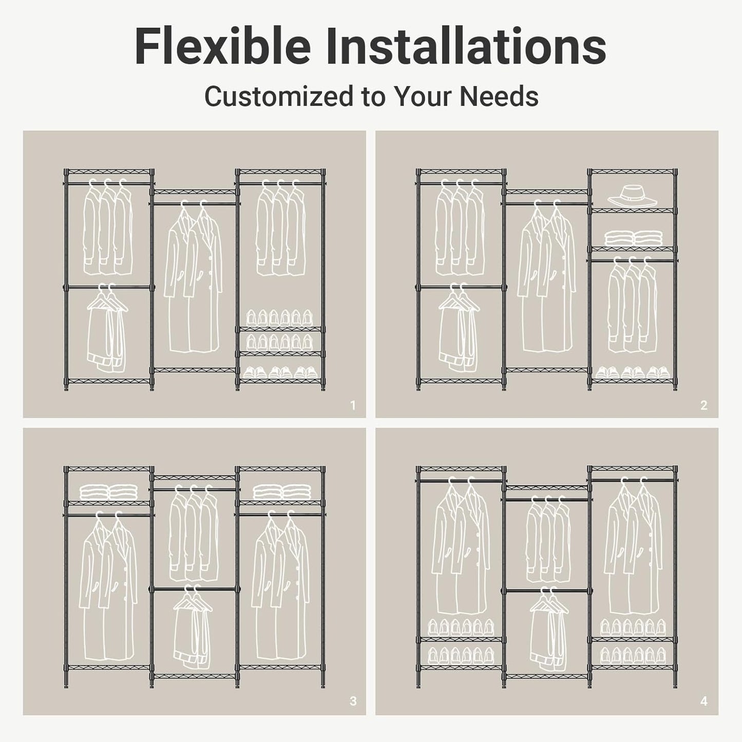 V5 plus Large Portable Wardrobe Rack Freestanding Wardrobe, Multifunctional Clothes Rack, Heavy Duty Metal Clothes Rack for Hanging Clothes, 85 X 15.7 Inch W X 76 H, Black